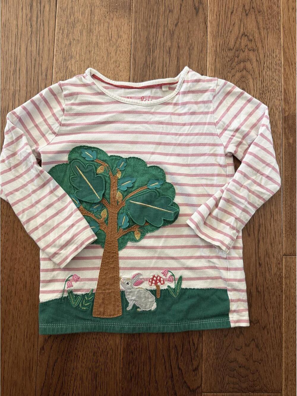Mini Boden Girls Woodland Lift the Flap Appliqué Striped Long Sleeve Size 5-6Y